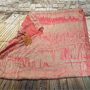 NWT Nalini Coral Beige Printed Soft Fringe Scarf Wrap